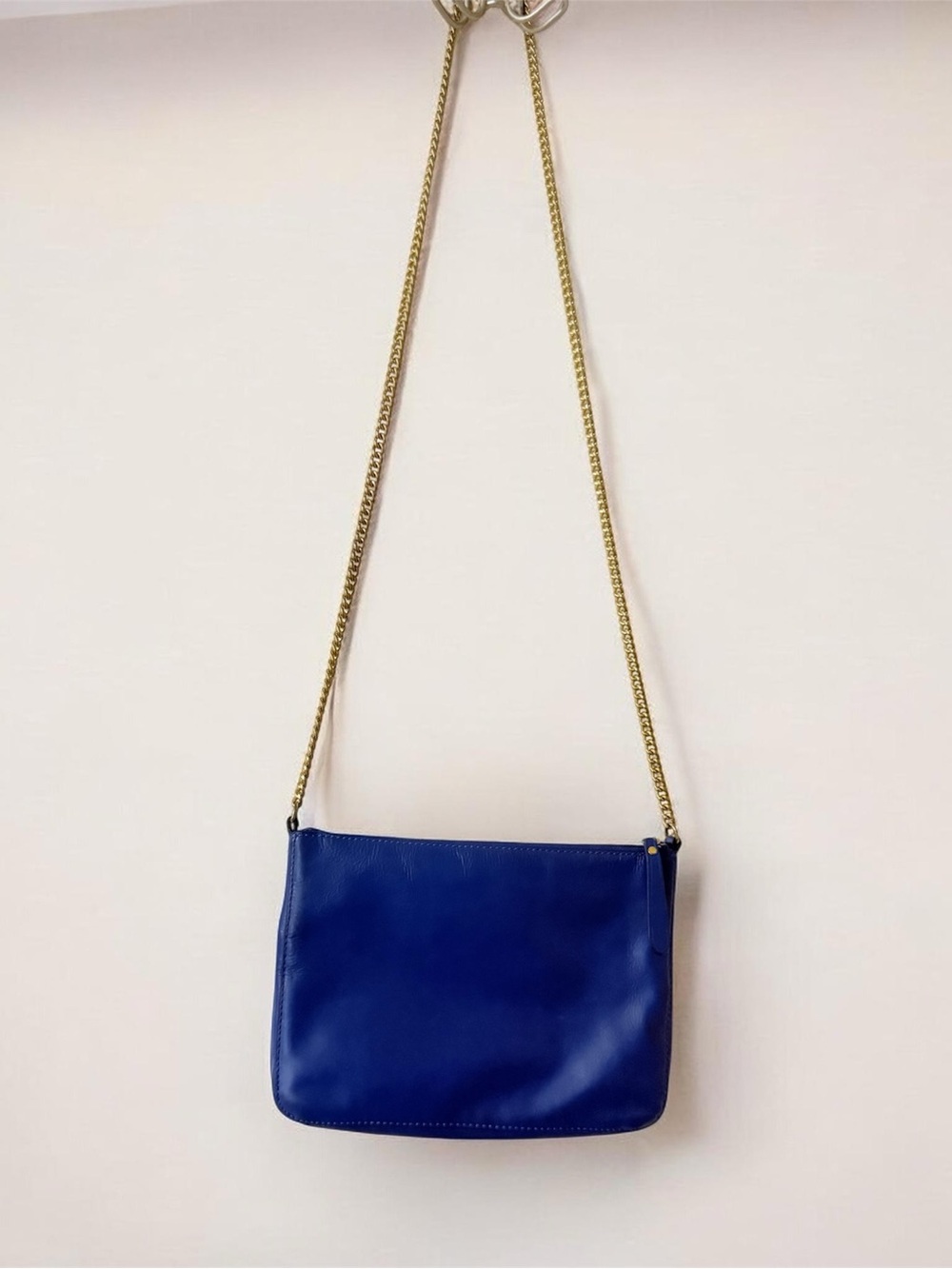 Banana Republic Royal Blue Italian Leather Crossbody with Gold Chain